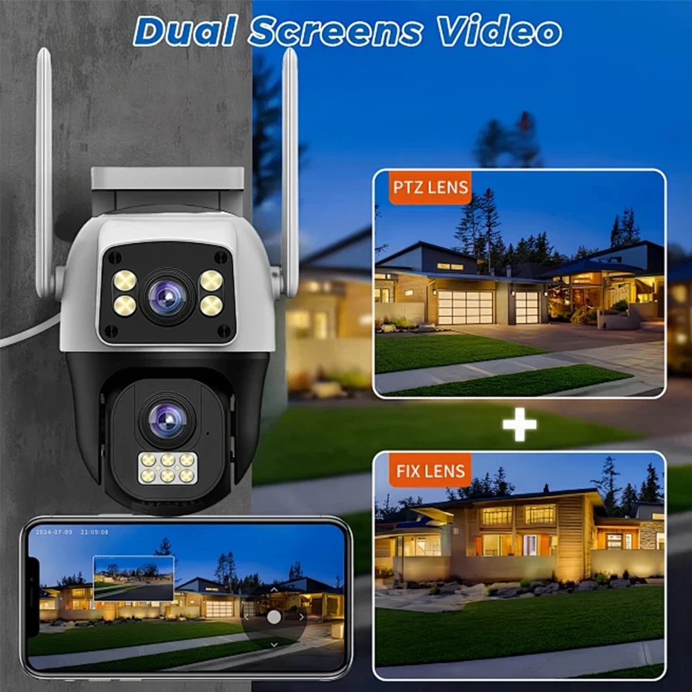 V380 PRO 8MP Dual Lens Camera 4K Outdoor WIFI 4G IP Surveillance Camera Built-in Battery Human Detection CCTV