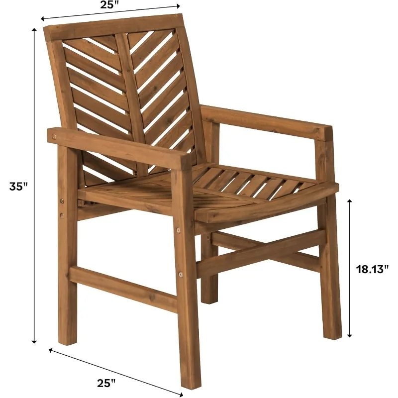 Set di sedie in legno Chevron per Patio esterno da 2 pezzi per tutte le stagioni balcone a bordo piscina da giardino, Set di 2, grigio