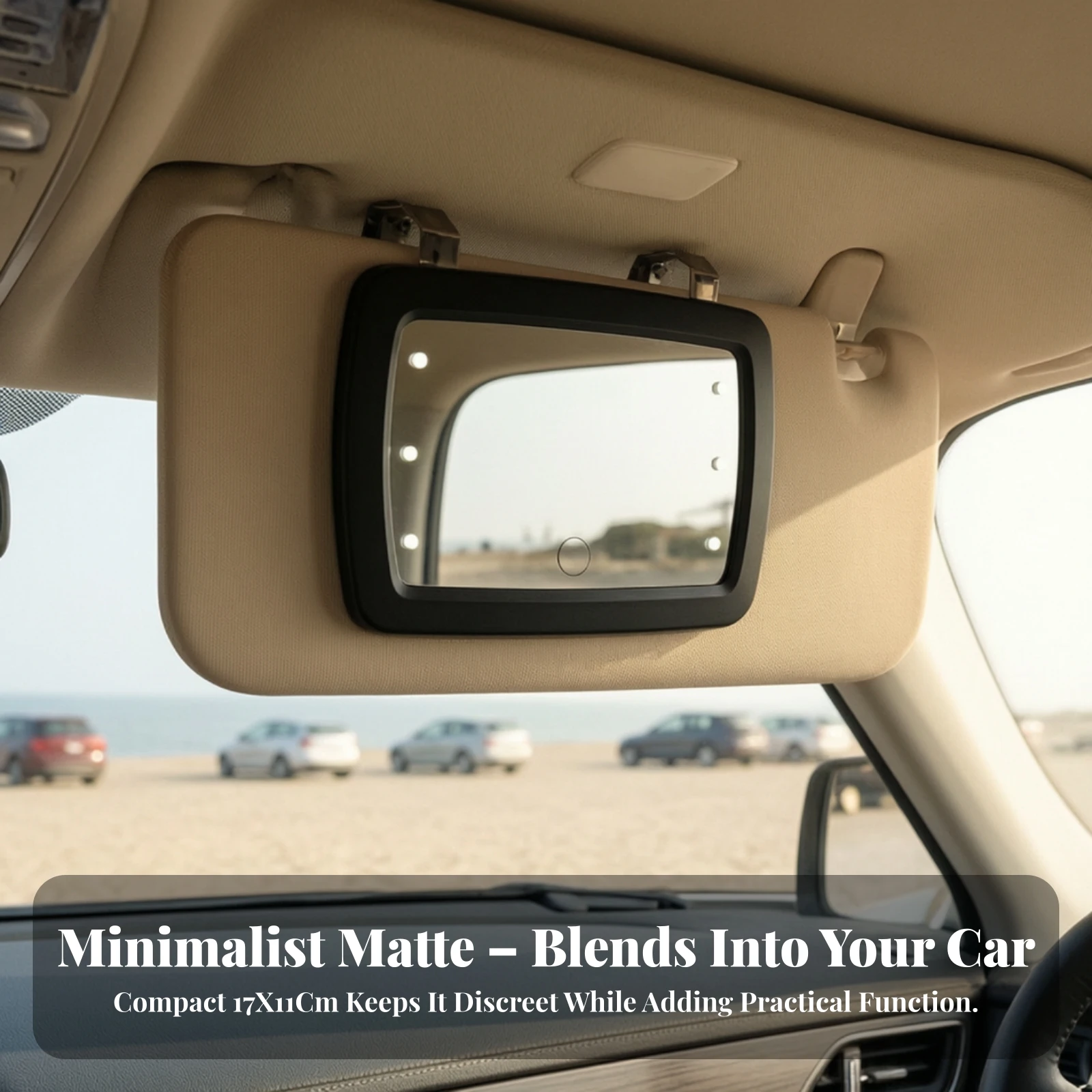 Car Visor Mirror with LED Lights Battery Powered Touch Sensitive Grooming Accessory for Morning Routine