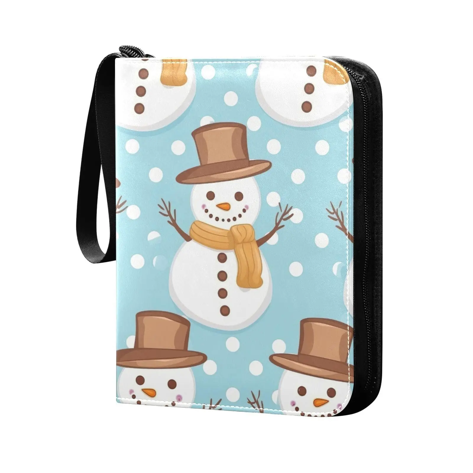 Blauer Schneemann, Weihnachten, Winter, 4 Taschen, Kartenbinder, 400, doppelseitiges Taschenalbum, Sportspielkarten, einzigartige Kartensammlung, Aufbewahrung