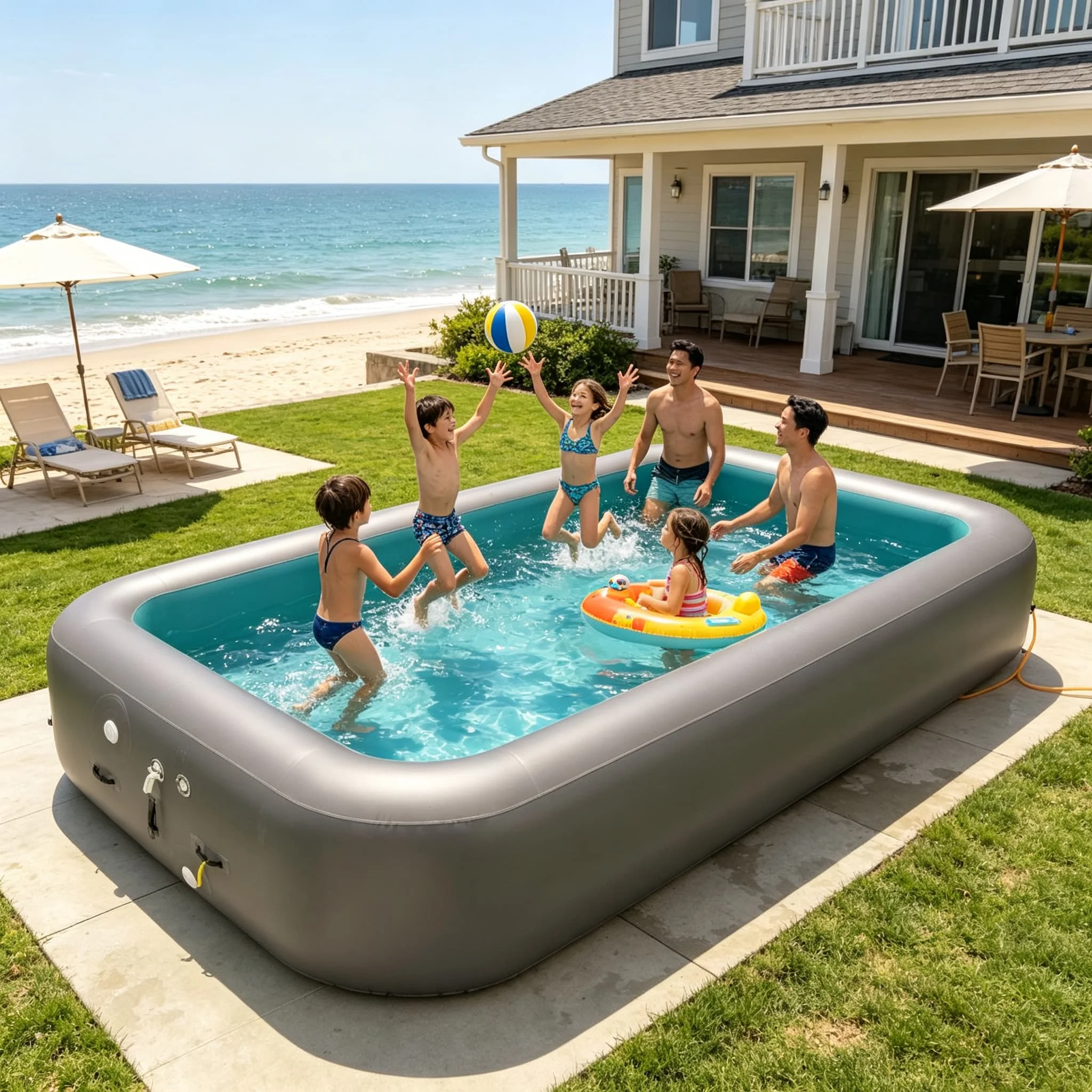 Drop Stitch Factory Inflatable  Pool Rectangle Large Portable Outdoor Swimming Pool with air Pump for Adults Kids Water Fun