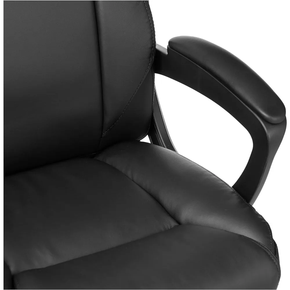 Puresoft-Silla de escritorio de ordenador de oficina con reposabrazos, asiento clásico acolchado de PU con respaldo medio, 26 "D x 23,75" W x 42 "H