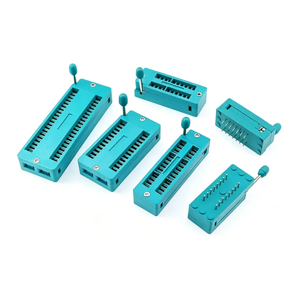 1pcs 14 16 18 20 24 28 32 40 P Pin 2.54 MM Green DIP Universal ZIF IC Socket Test Solder Type IC lock seat zif socket