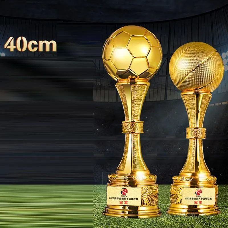 Customized Resin Football Trophy, Creative Trophy, Large Size, Gold, Silver and Copper, High-Grade, 40cm