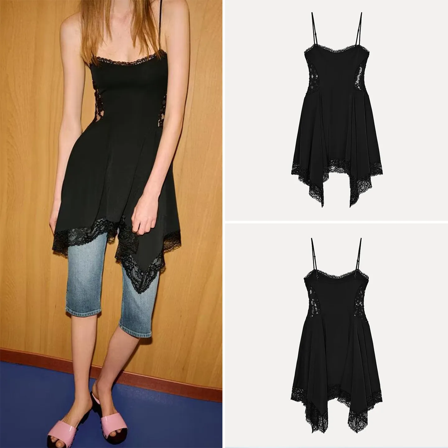 

Весна 2026: Женское кружевное короткое платье ZADATA в европейском стиле с асимметричным подолом и топом-бюстье – модное, индивидуальное, подчеркивающее темперамент