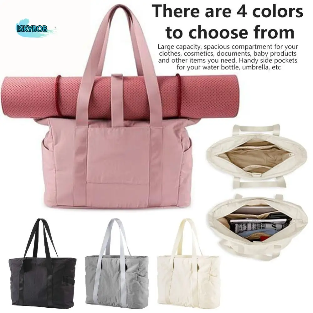 

Nylon Yoga Mat Bag Solid Color with Yoga Mat Buckle Gym Fitness Tote Bag Large Capacity Multi Pocket Travel Handbag Daily