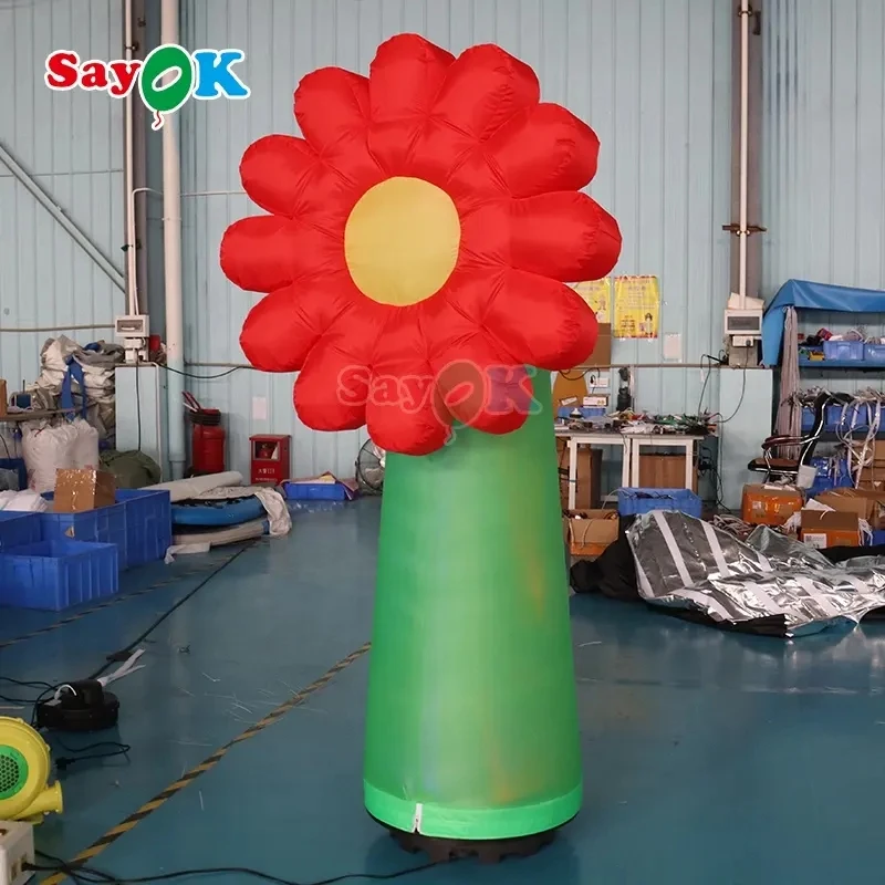 Inflatable Flower Model Ground Decoration Inflatable Flower Model With Air Blower For Show Events Bar Advertisings