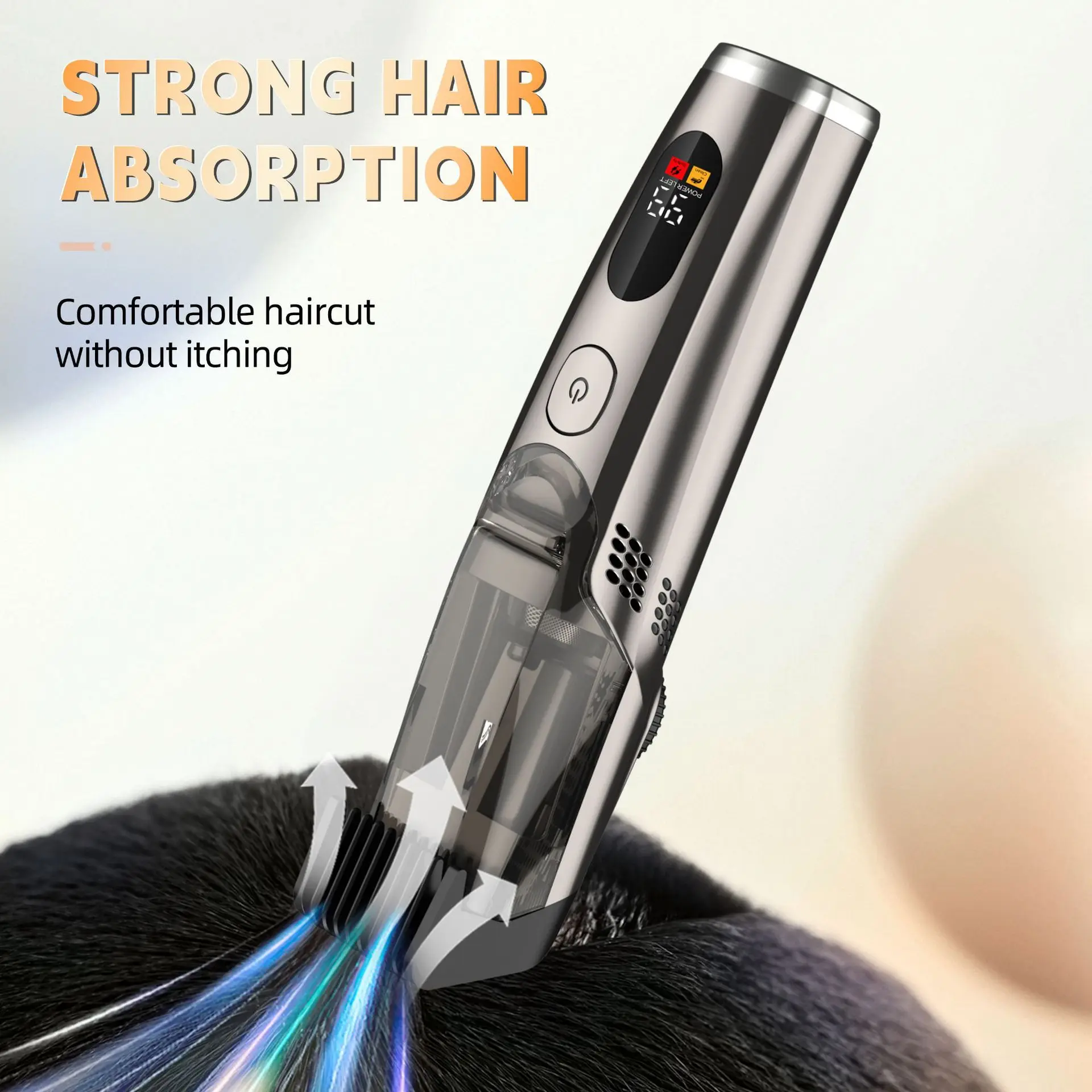 Vacuum Beard Trimmer for Men Cordless IPX6 Waterproof/Smart Hair Collector Adjustable Combs Precision Blades