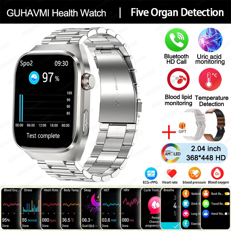 2025 Nieuwe ECG Smart Horloge Vrouwen BT Oproep Hartslag Bloedlipiden Urinezuur Gezondheid Monitor Horloges AI Voice 650 mAh Sport Smartwatch