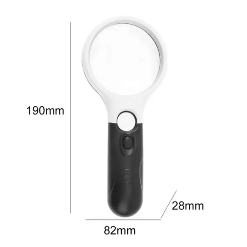 

45X 3X Handheld Reading Magnifier Illuminated With 3 LED Microscope Lens Jewelry Magnifiers Magnifying Reading Glass Repair Tool