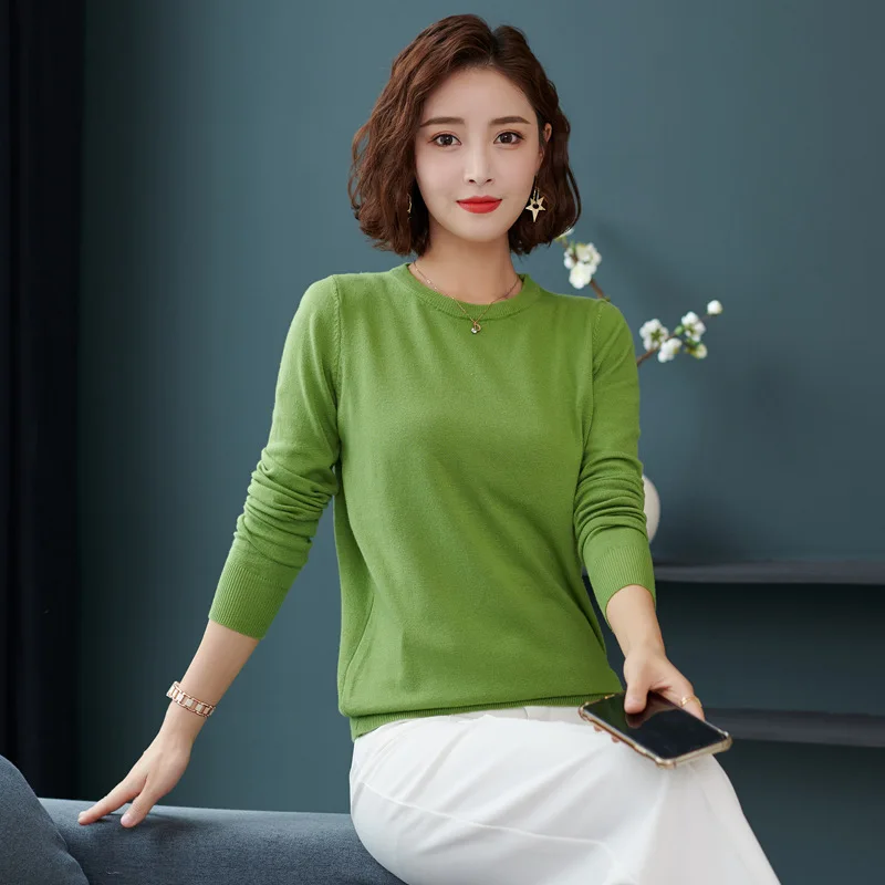 100% Pure Wool Cashmere Sweater Women\'s O-neck Pullover Casual Knit Top Autumn and Winter Women\'s Coat Korean Fashion