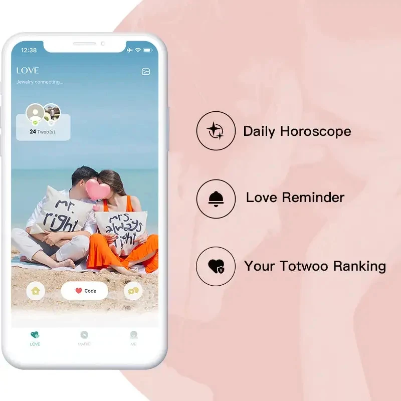 Totwoo أساور لمسافات طويلة تعمل باللمس للأزواج لمسافات طويلة تضيء ويهتز الجبل والبحر الحب أساور مجموعات المجوهرات الذكية