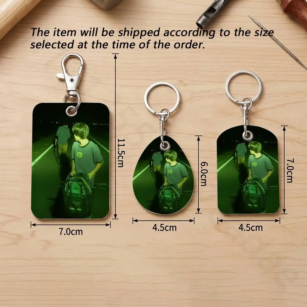 All About Lily Chou-Chou Rectangle Card Case Keychain Access Card Bag Key Tag Ring Leather Card Holder Key Ring Access view 5