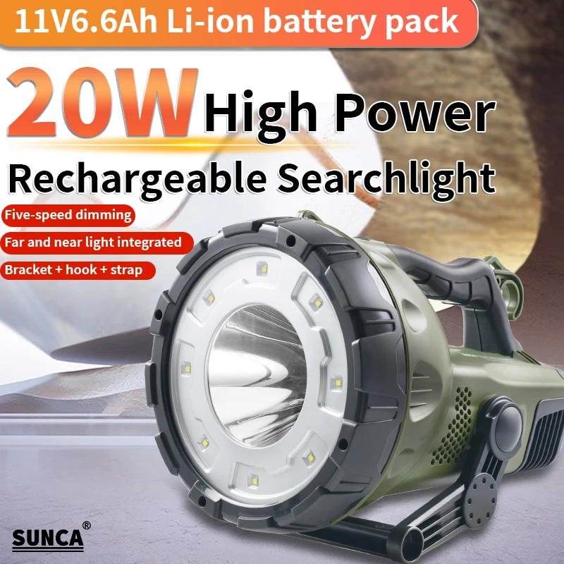 High power LED charging floodlight, super bright rechargeable, multi-functional outdoor night fishing searchlight