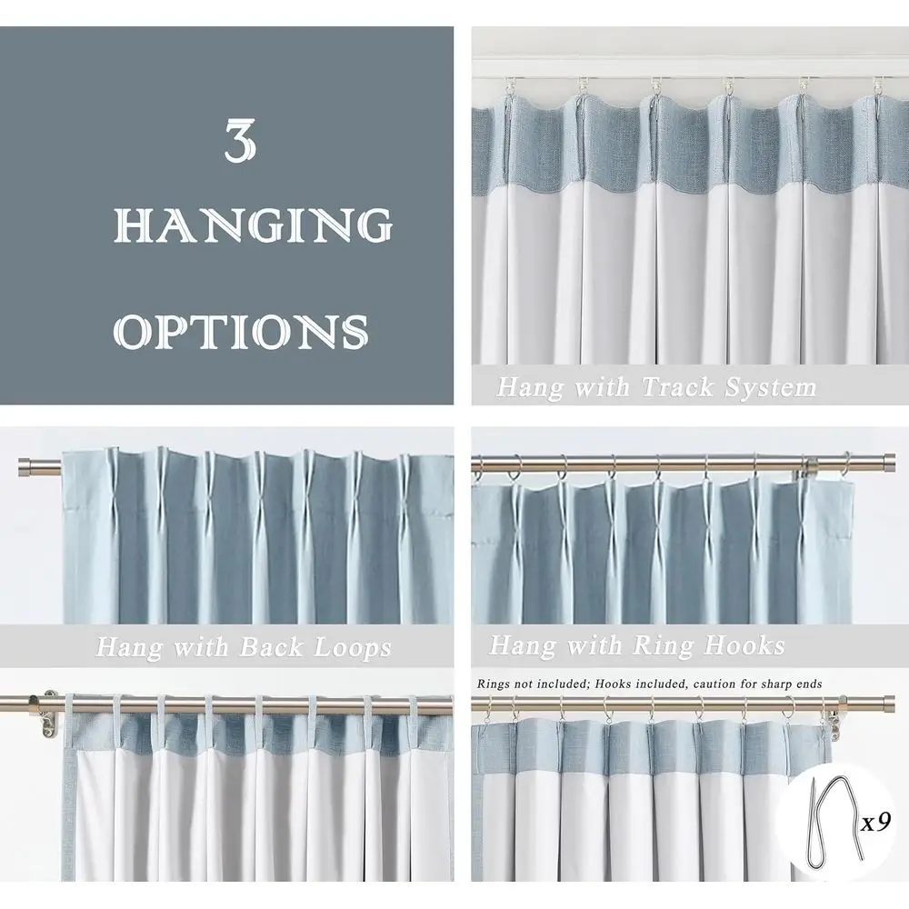 Verduisteringsgordijnen met linnenstructuur en thermische isolatie, 40x90 paar, stoffig blauw, voor woon- en slaapkamer