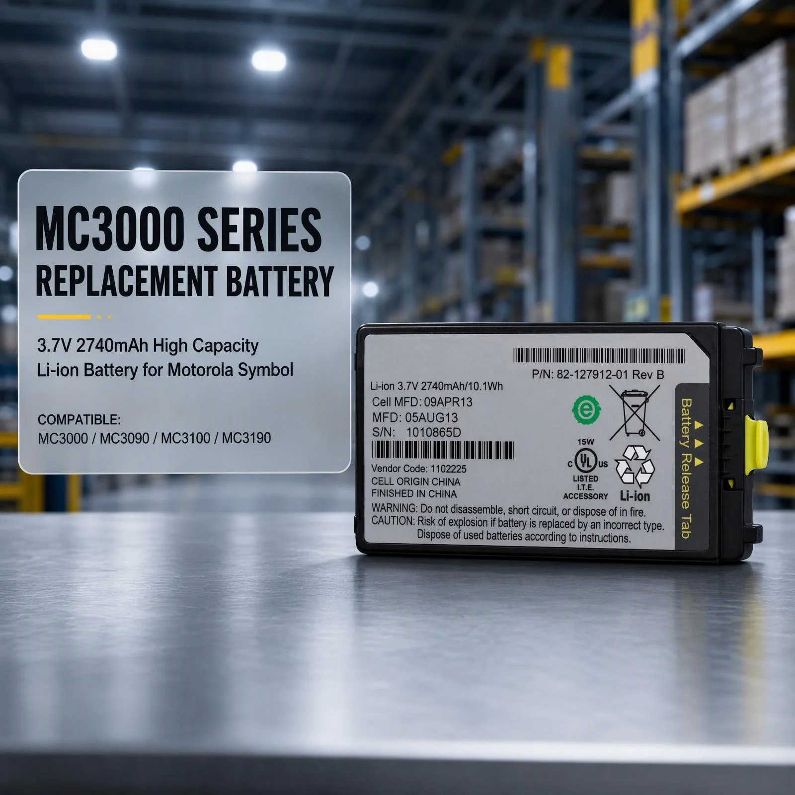 MC3000 MC3090 MC3100 MC3190 3.7V 2740mAh Li-ion Replacement Battery for Motorola Symbol Barcode Scanner