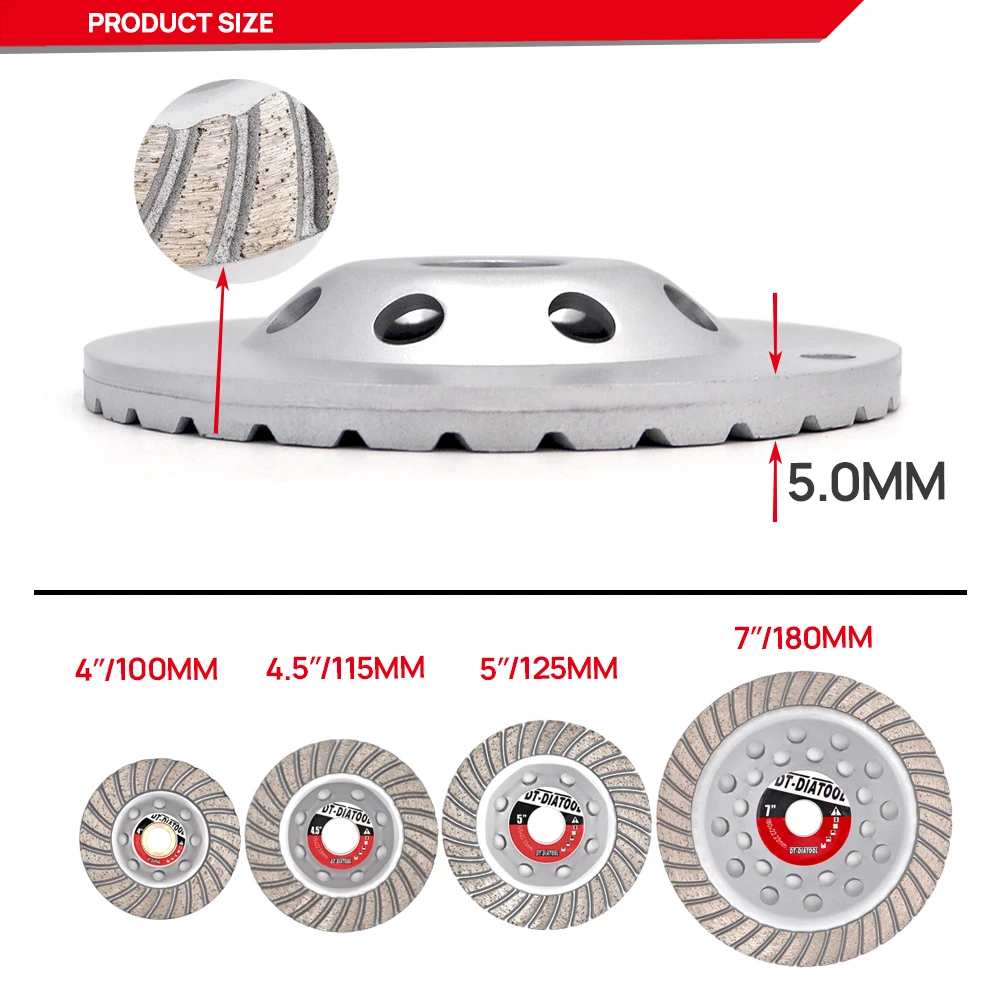 DT-DIATOOL Dia 100mm/4inch Diamond Segmented Turbo Row Cup Grinding Wheel Discs for Concrete Brick Hard Stone