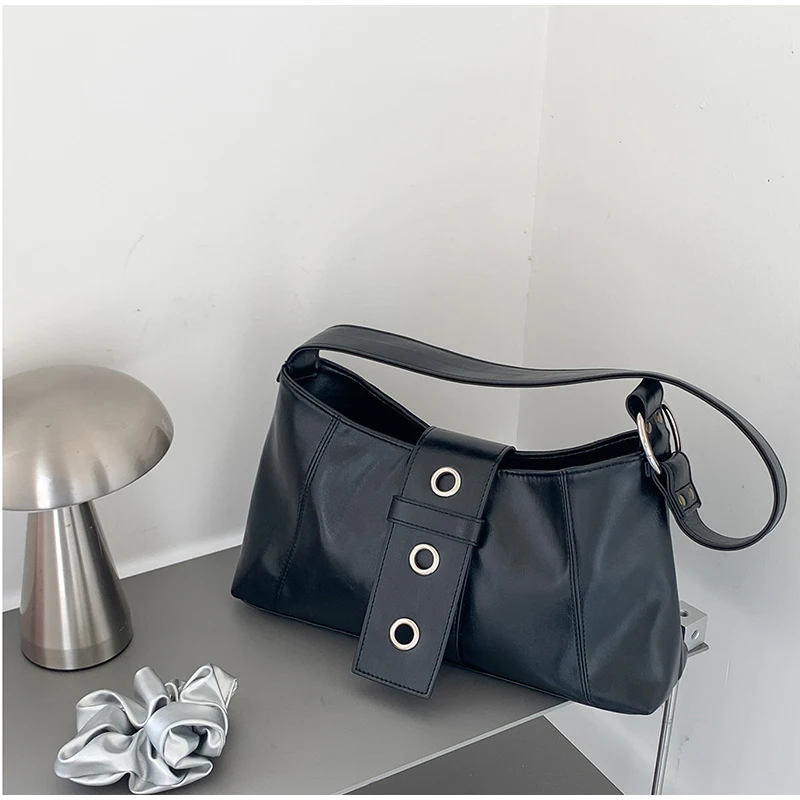 

Brand Design Wide Leather Buckle Underarm Bag Female Large Capacity Handbag New High-quality Soft Leather Ladies Shoulder Bag