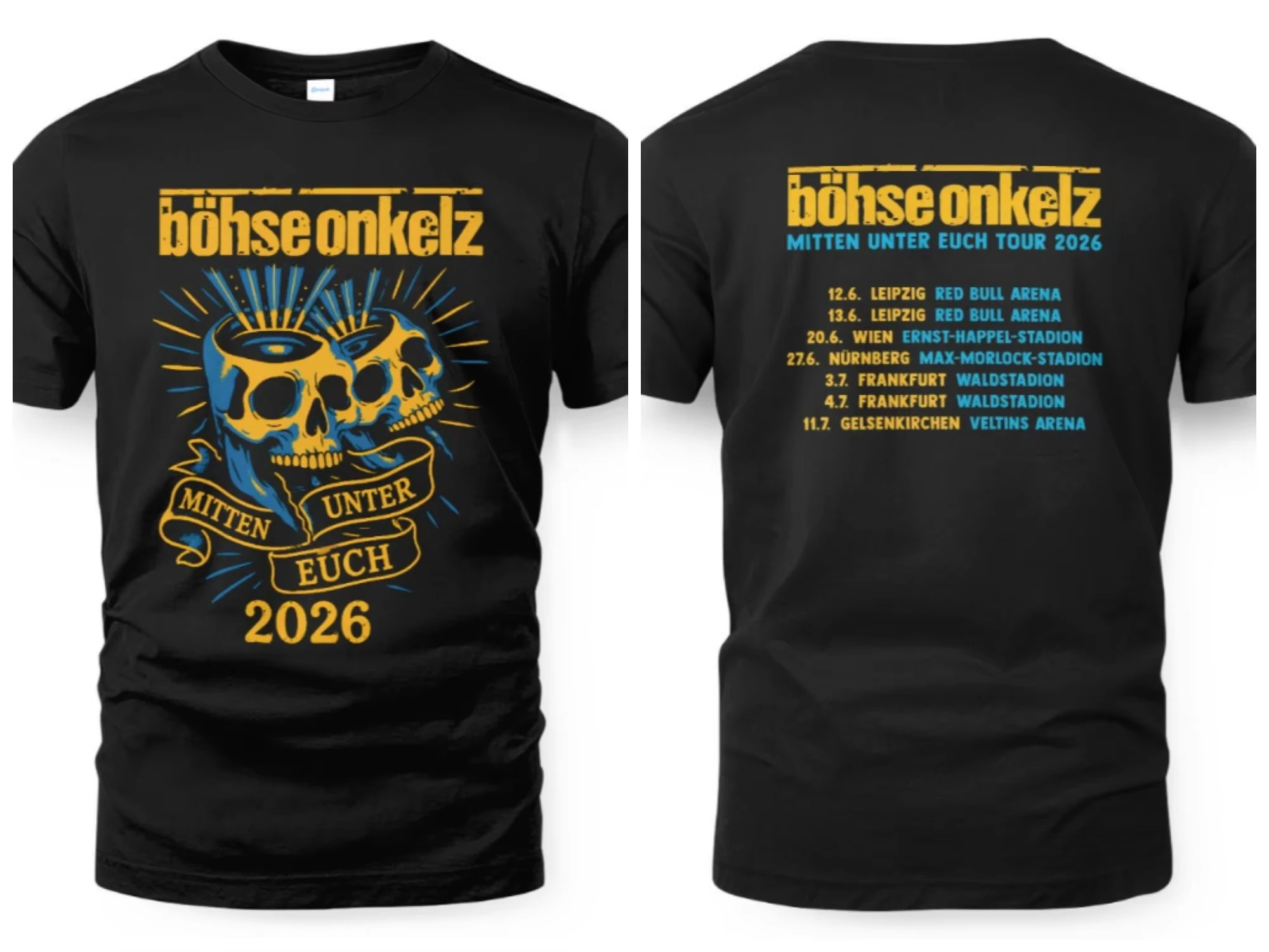 Hot Selling Breathable Streetwear Casual T-shirt for Summer 2026, Unisex Retro Top with Böhse Onkelz 46th Anniversary T-Shirt