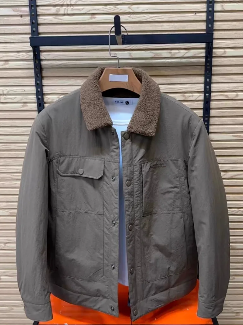 

High Quali Men's Autumn Winter Flip Collar Jaet New Faion Versatile Comfortable Sli Stand Fit Long Sve Antiba...