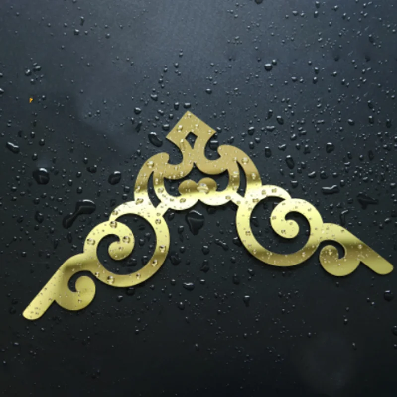 4pcs Acrylic 3D Mirror Sticker Wallsticker Self-adhesive Mirror Gold  Sticker Cabinet Corner Decor Sticker Furniture Decoration