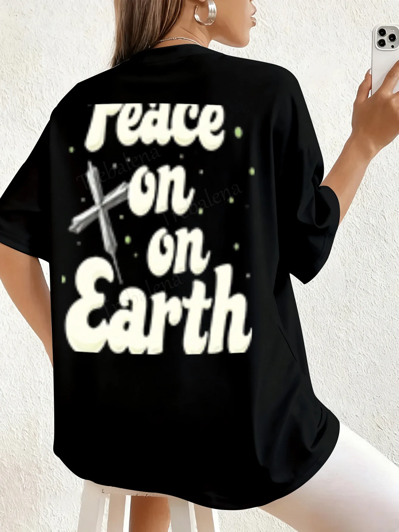T-shirt da donna T-shirt da donna con stampa croce Peace on Earth
