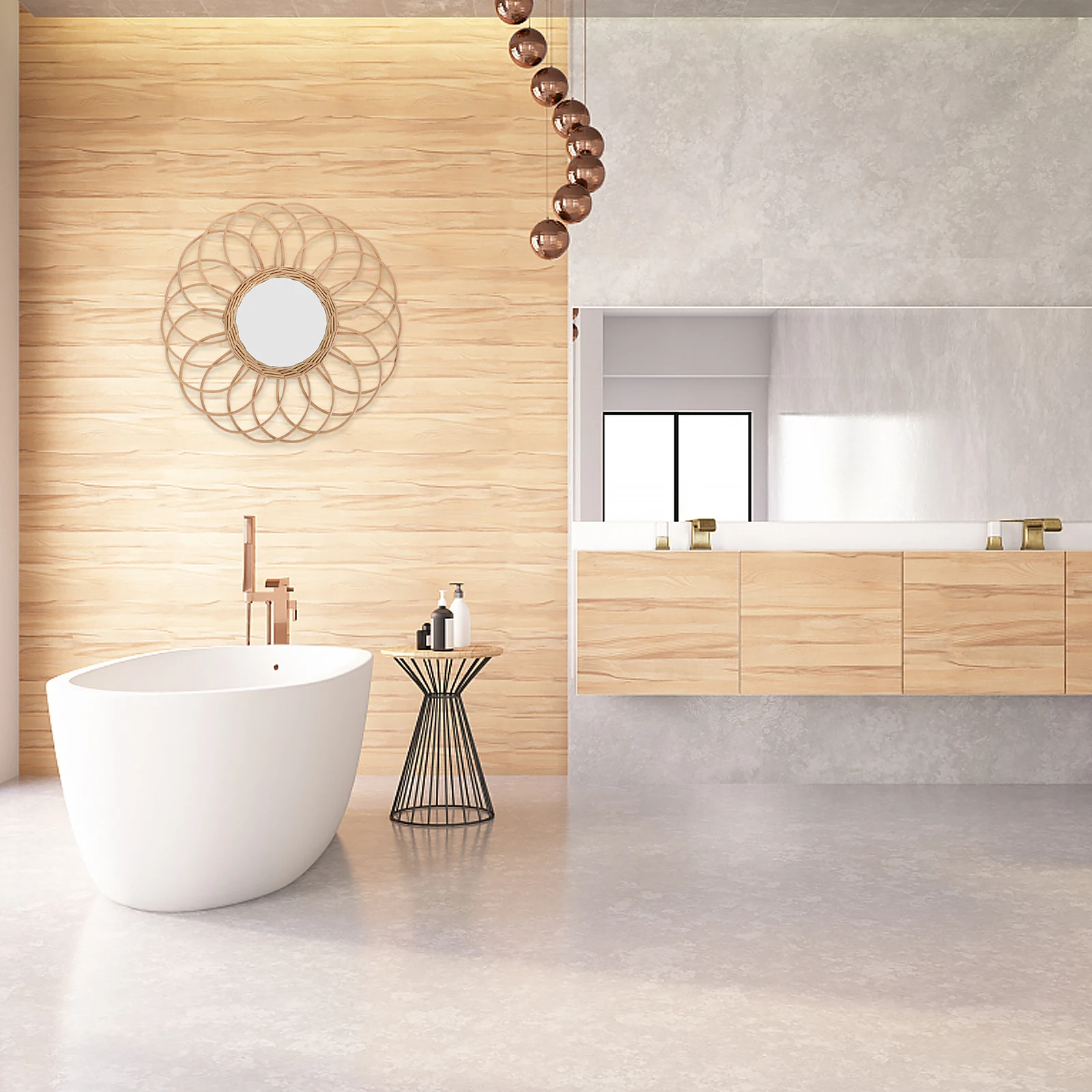 1pc geweven decoratieve kaki aan de muur gemonteerde handgeweven make-upspiegel voor badkamer slaapkamer studio home decor hangende make-upspiegel