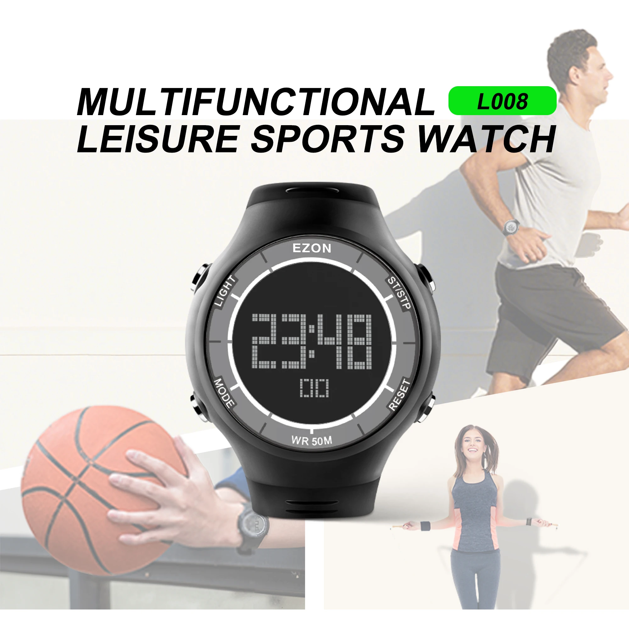 Men\'s Digital Sport Watch for Outdoor Running with Alarm Clock Stopwatch and Countdown Timer 50M Waterproof EZON L008