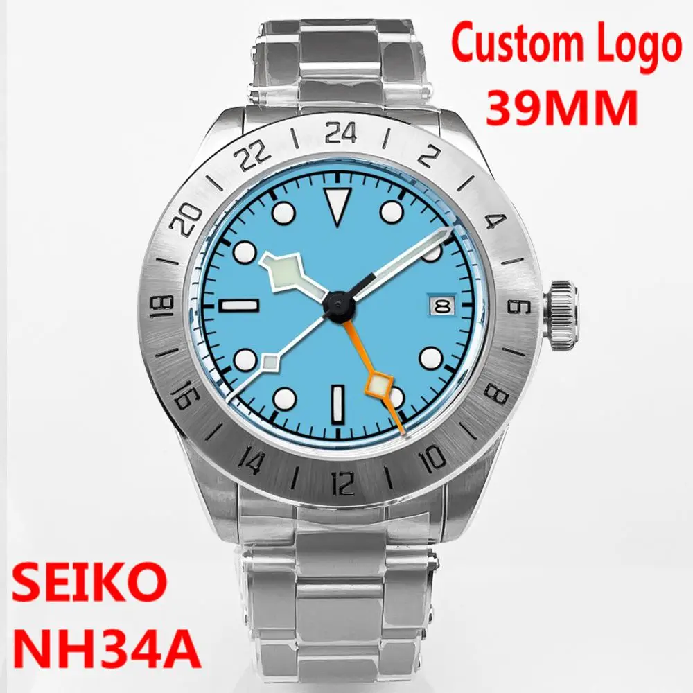 

NH34 39mm GMT Luxury Men Watches 20BARS Corgeut Dress Diver Watch For Men Automatic Mechanical Sapphire Date Custom reloj hombre