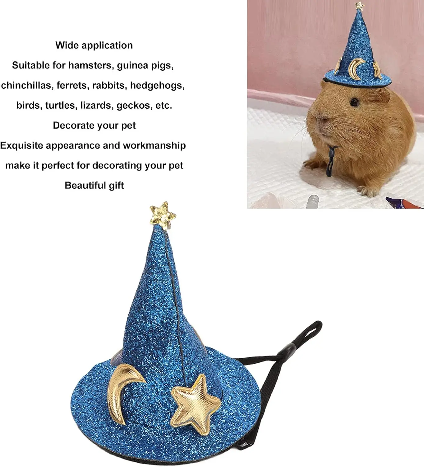 قبعة المعالج للحيوانات الأليفة الصغيرة ، زي الهالوين ، قبعات التخرج ، قبعة إبداعية ، زخرفة لطيفة ، خنزير غينيا ، القنفذ ، الشنشيلا ، النمس