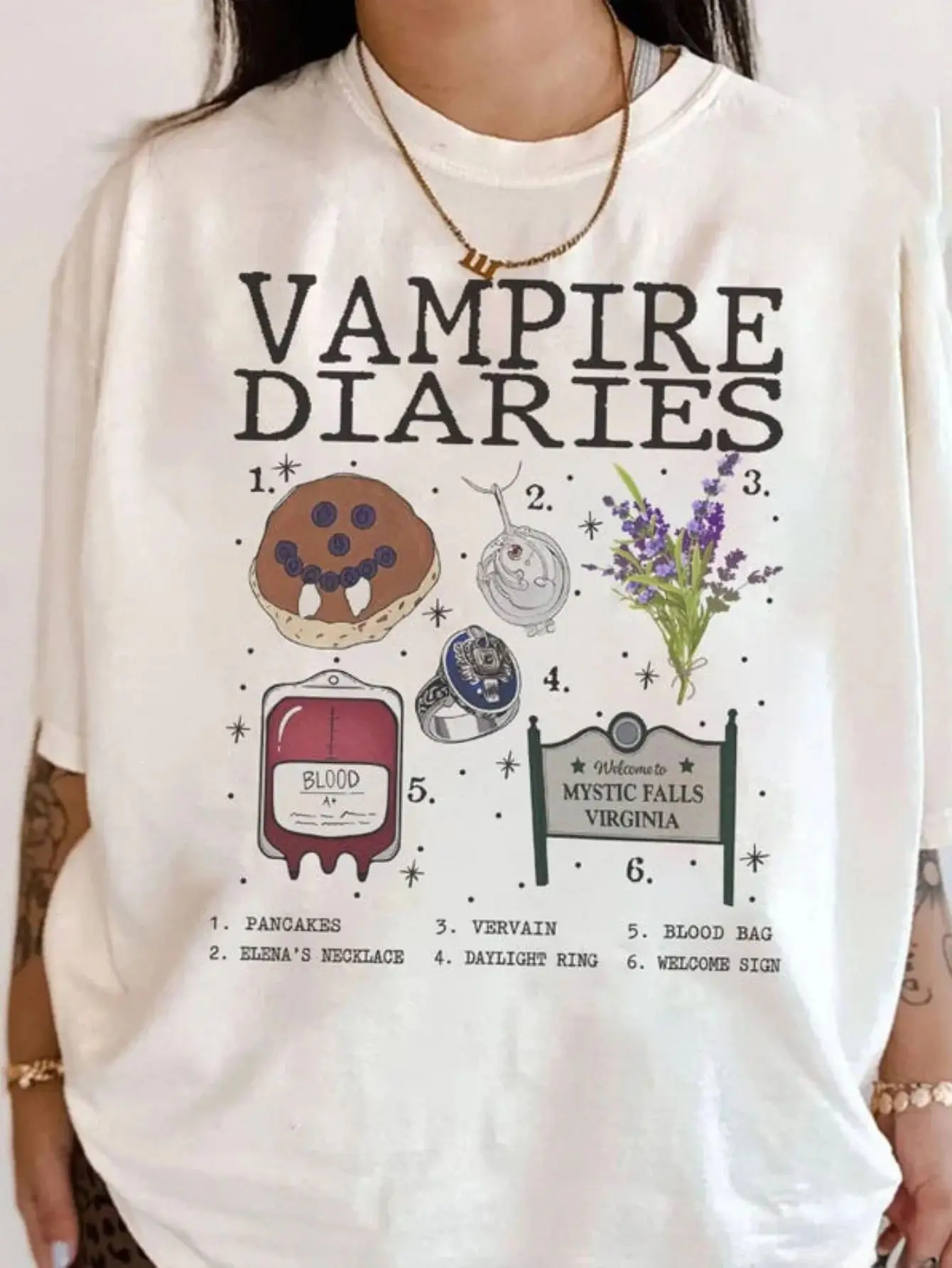 Camiseta de la serie de televisión The Vampire Diaries Damon Salvatore, camiseta de The Vampire Diaries Damon Salvador, camiseta informal con estampado, camiseta unisex