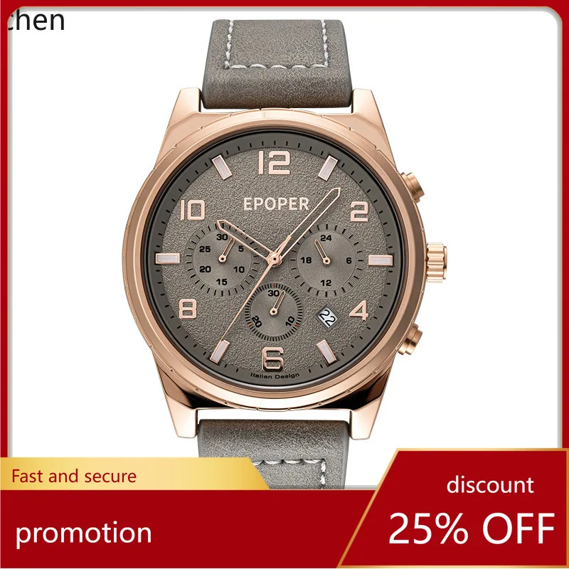 

Многофункциональные мужские часы Zml - серый циферблат, кожаный ремешок, стильные и повседневные, водонепроницаемые кварцевые наручные часы для мужчин