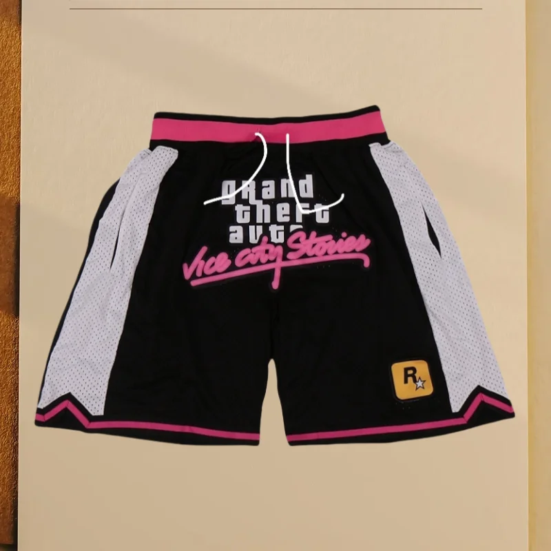 Summer New Rockstar Vice City Basketball Shorts Men Women Kids Clothing Breathable Quick Dry Plus Size Elastic GTA Streetwear