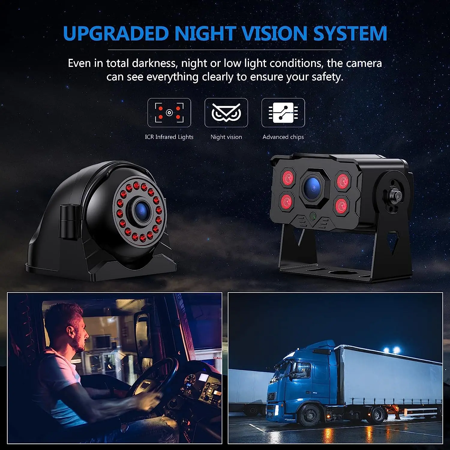 4K Backup Camera 4CH with 10.36" Quad Split Touch Screen AHD Front Rear Sides View Camera W/DVR   for RV Semi Trailer Truck Van