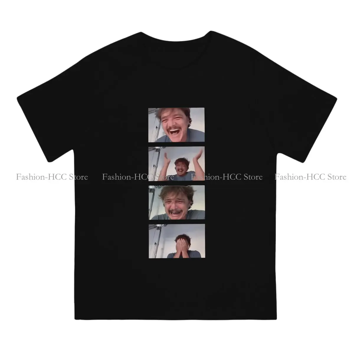 Pedro Pascal American Actors TShirt for Men Laughing Crying Meme Classic Basic Summer Sweatshirts T Shirt Novelty Trendy