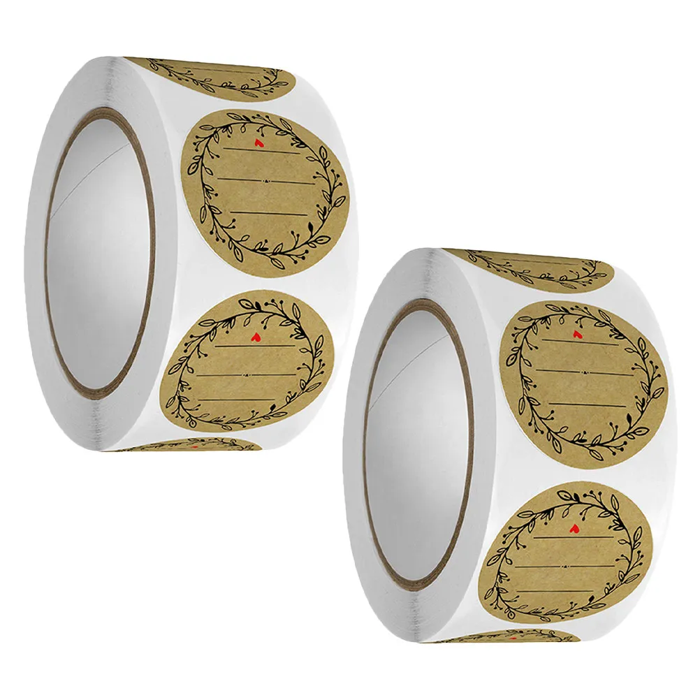 

2 рулона круглых многофункциональных наклеек для запечатывания, клейкие этикетки из крафт-бумаги для подарочных коробок, наклейки для упаковки выпечки, декоративные наклейки-пломбы