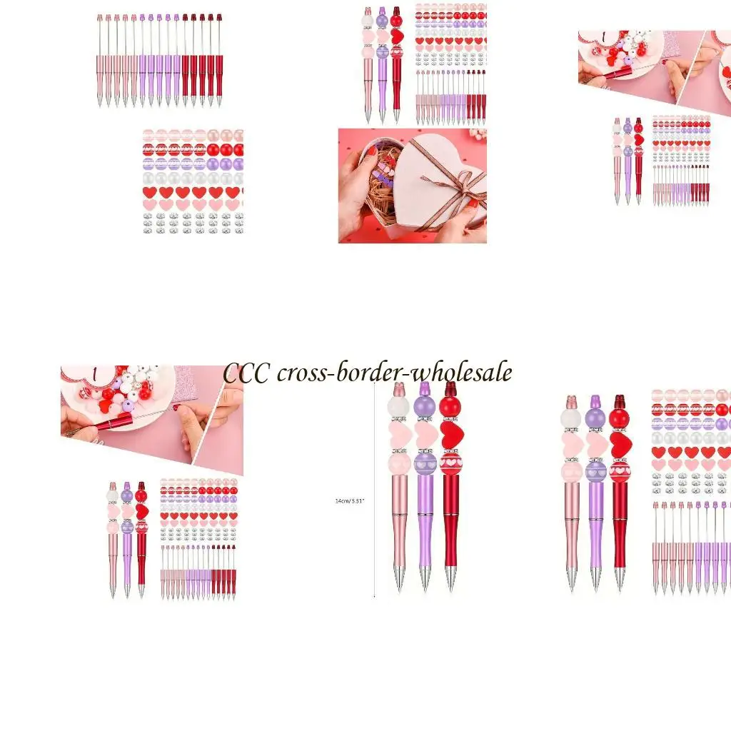 

L41F 121pcs DIY Beadable Bearpoint Pen с ремесленными шариками, бусин -стразами