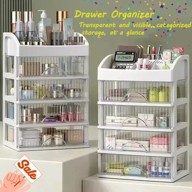 Home desktop model multifunctional cosmetic organizer layered drawer storage and organization of skincare make-up box