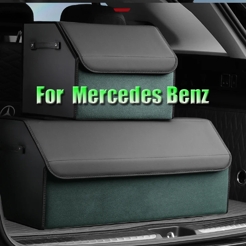 Custom Fit Collapsible Car Trunk Storage Box Organizer Leather Trunk Tool Box Auto Accessories For Mercedes Benz AMG A B C E S C