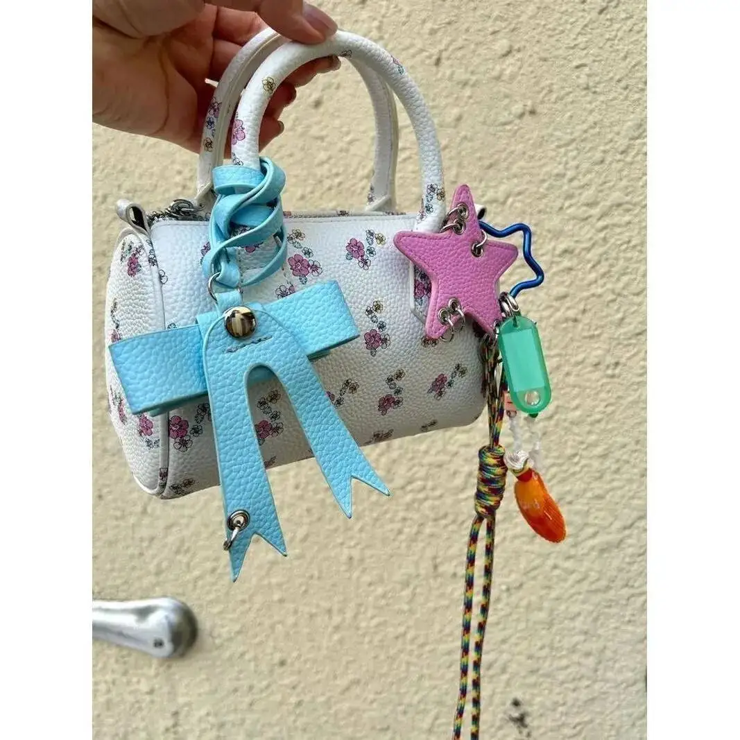 Bloom Summer Hot Girls Floral Y2k Hand Women Haruku Cylinder Handle Messenger Bag Purse Female Dopamine Crossbody Bags