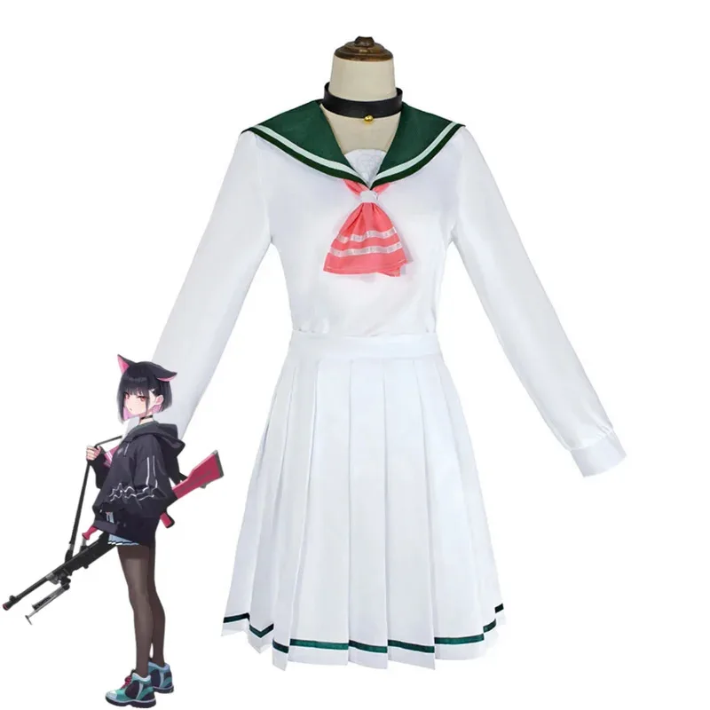 Juego archivo azul la animación Kyoyama Kazusa disfraz Cosplay Abrigo con capucha blanco JK uniforme de marinero falda mujer Sexy traje de fiesta;