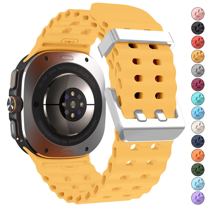 حزام سيليكون قابل للتنفس لساعة جالاكسي 7 الترا 47 ملم من مادة البولي يوريثان سوار معصم ذكي كوريا لساعة 7 للرجال والنساء