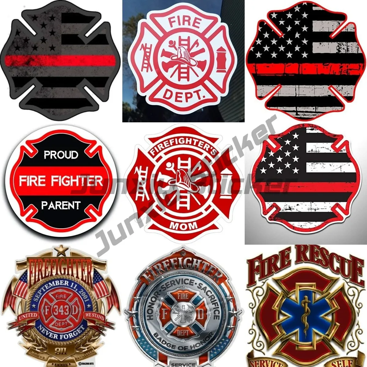 Firefighter Symbol Decals Funny Car Stickers Waterproof 911 Fire Emergency Team Ambulance Graphics