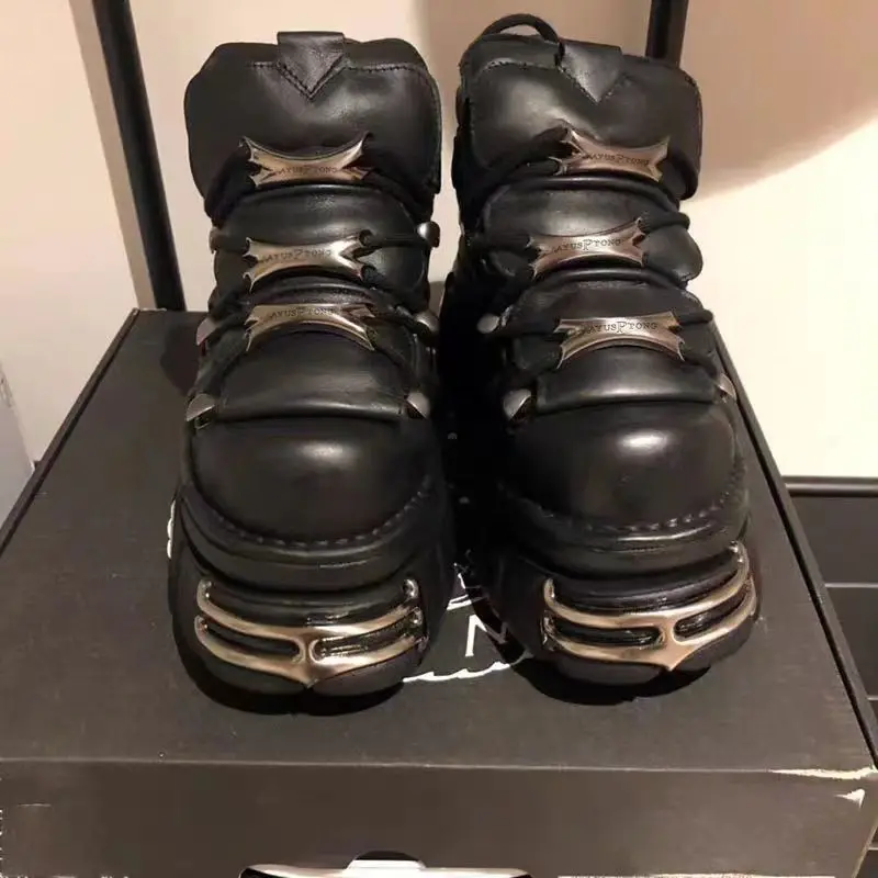 2026 Women Goth Leather Heavy Metal Muffin Punk Platform Dark Rock Heightening Locomotive Shoes Men view 5