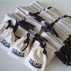 Cotton Gift Bags with Ribbon 5x7cm 8x10cm 9x12cm(3.5