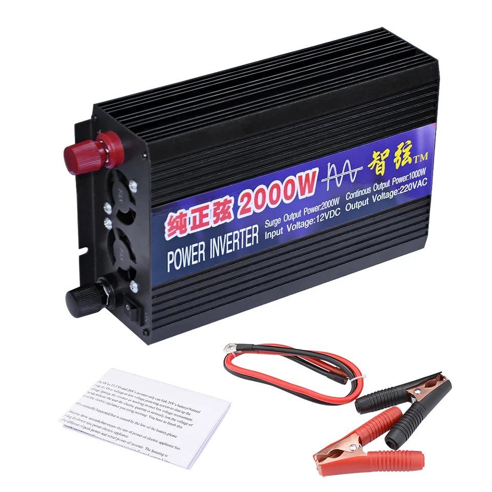 

Pure Sine Wave Inverter 1000W 1600W 2000W DC 12V 24V 48V AC 110V 220V 50Hz 60Hz Power Inverter Home Car Converter Solar Energy