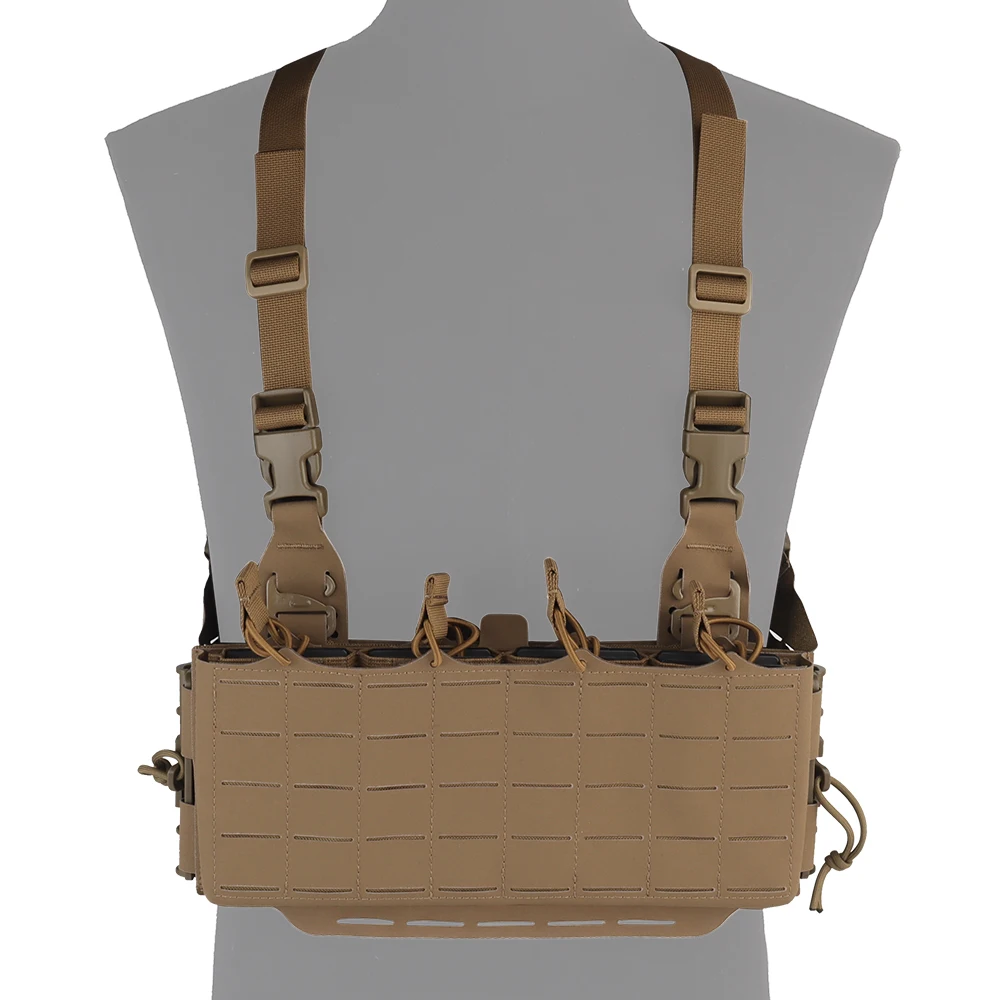 Airsoft Shooters Vest Knight Tactical Chest Rig With Quadruple 5.56 & 7.62 Mag Pouch Front Panel MOLLE Hanging Storage Item Bag