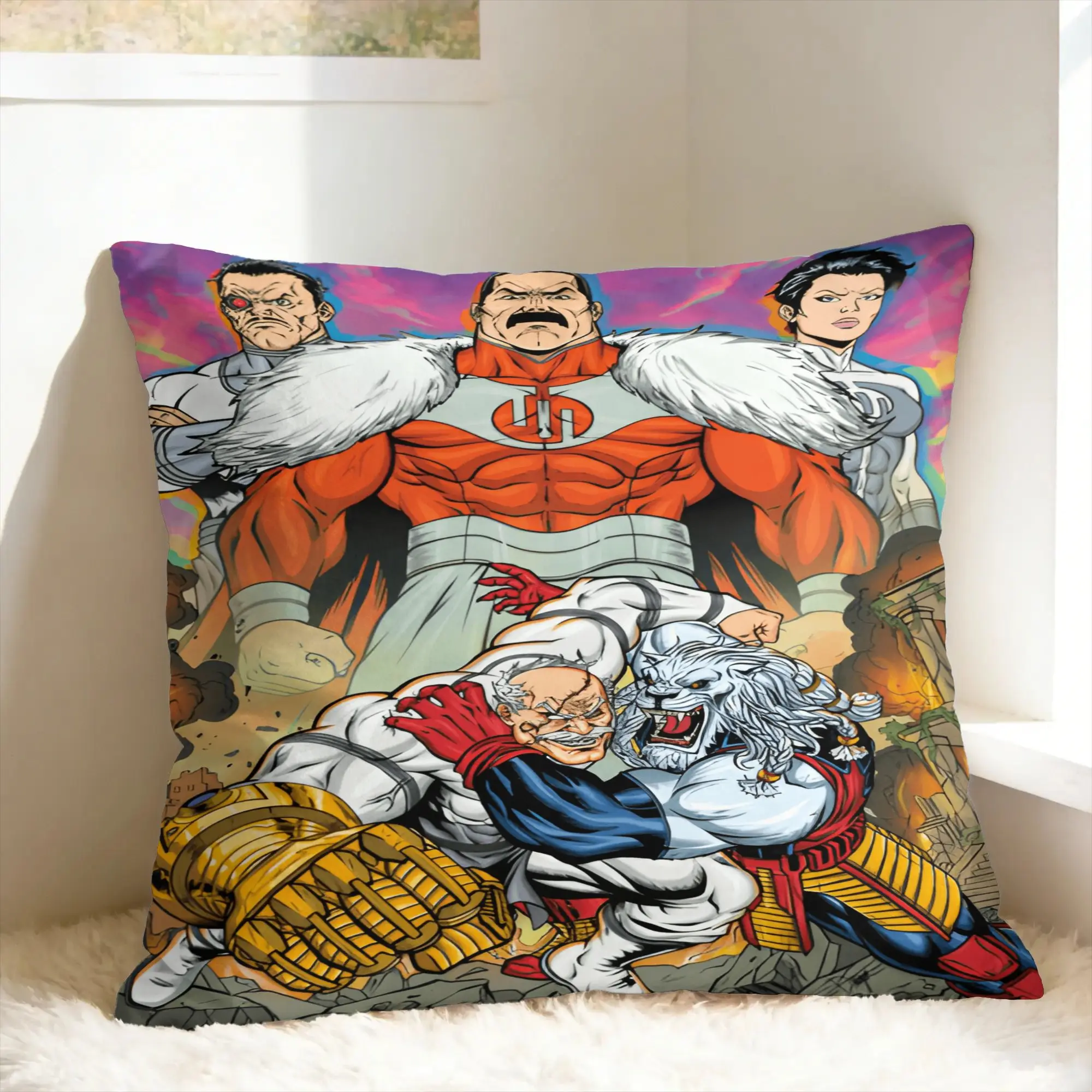 Pillow Case Battle Beast I-Invincible Comic Soft  Pillow Cover For Sofa Car Home Decor Vintage Pillowcases
