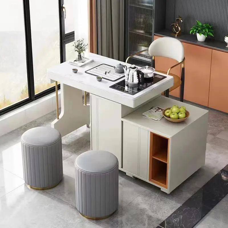 New 360 ° rotating tea table, light luxury rock slab tea table and chair combination intelligent tea brewing office home