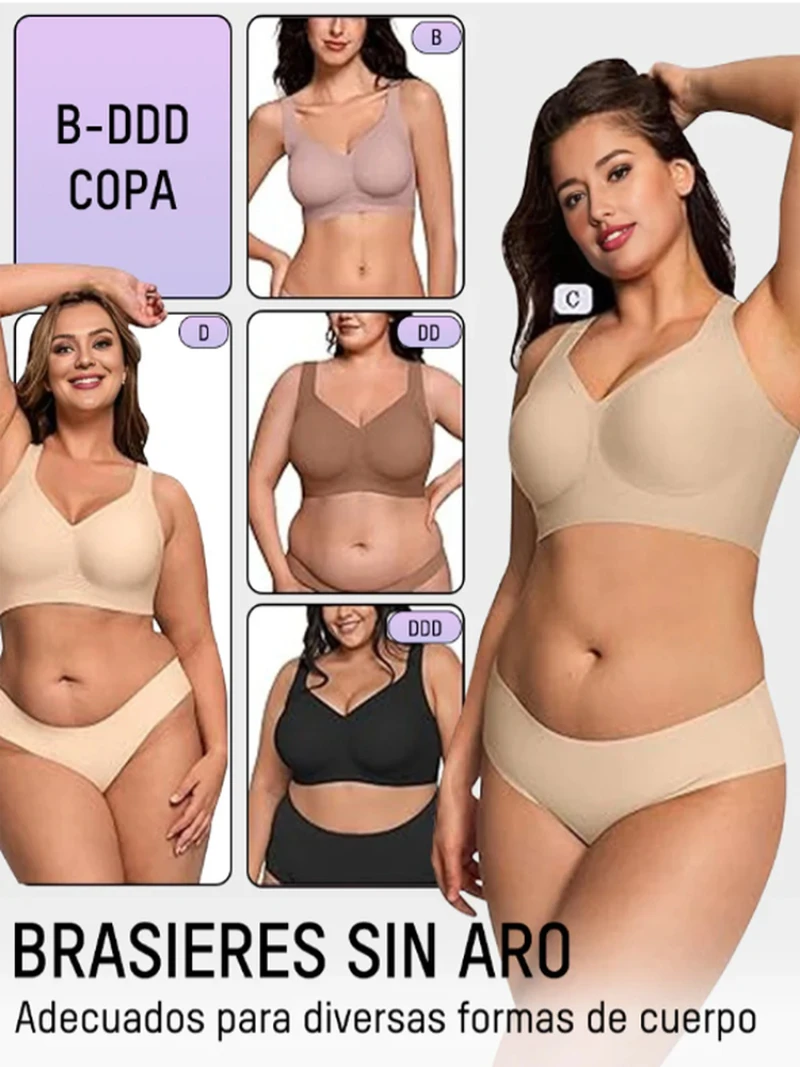 Women's Thin Seamless Wireless Bra, Comfortable Breathable Push Up Bralette, Side Support Anti-Sagging Lingerie for Daily Use